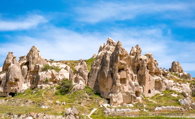 Vulkanische grotstad in het nationale park van Goreme. Capapdocia, Turkije