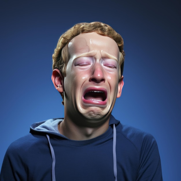 Photo the vulnerable beginnings photorealistic image of mark zuckerberg as a tearful infant against a ser