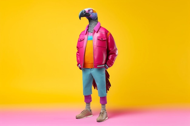 Vulture in bright clothes, generative ai