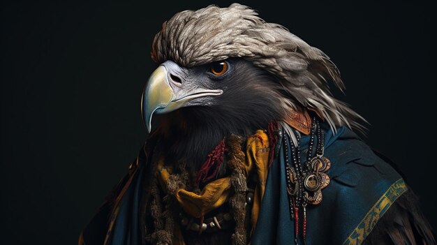 Photo a vulture with small pirate bandana ar wallpaper