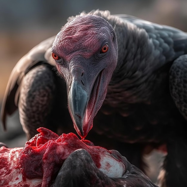 Vultures eating meat hires detailed Generative AI