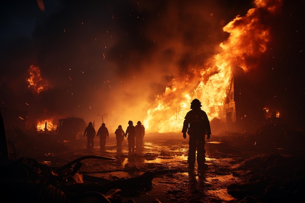 Vurige crisis afgewend Brandweerlieden gebruiken Twirl-mist om olievlammen te bedwingen en de veiligheid te waarborgen