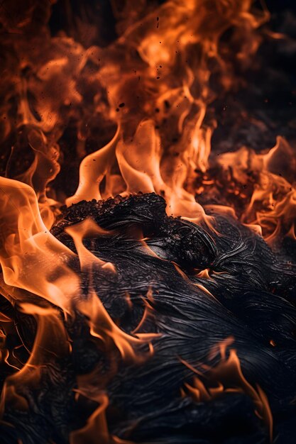 Vuur met vonken en brandhout op een zwarte achtergrond