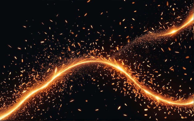 Vuur verbrandt deeltjes over een zwarte achtergrond Vuur vonken achtergrond Abstract donker glitter vuur deel