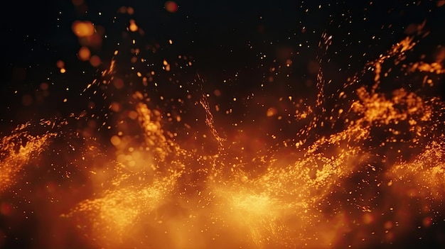 Vuur verbrandt deeltjes over een zwarte achtergrond Vuur vonken achtergrond Abstracte donkere glitter vuur deeltjes lichten