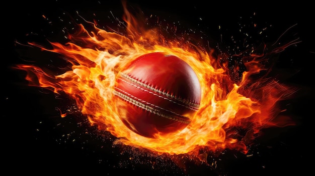 Vuurige cricketbal in beweging tijdens een wedstrijd