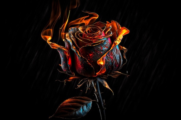 vuurroos lente holi festival foto realistische bloem in vlammen