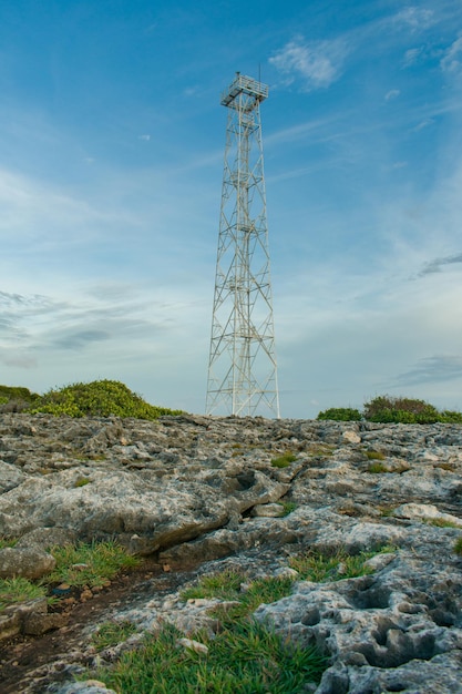 vuurtorentoren op een onbewoond eiland