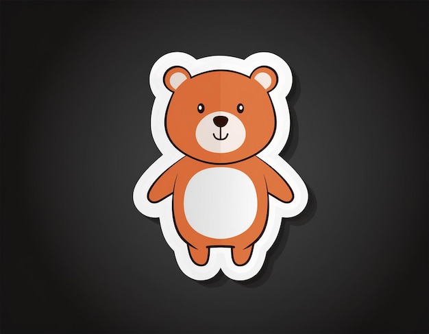 Vuurvlieg een sticker met witte vetgedrukte rand volg het lichaam van het schattige personage beer bevestigd in zwart BA