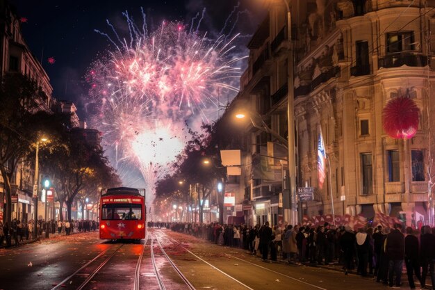 Vuurwerk boven Buenos Aires Argentinië tijdens de viering