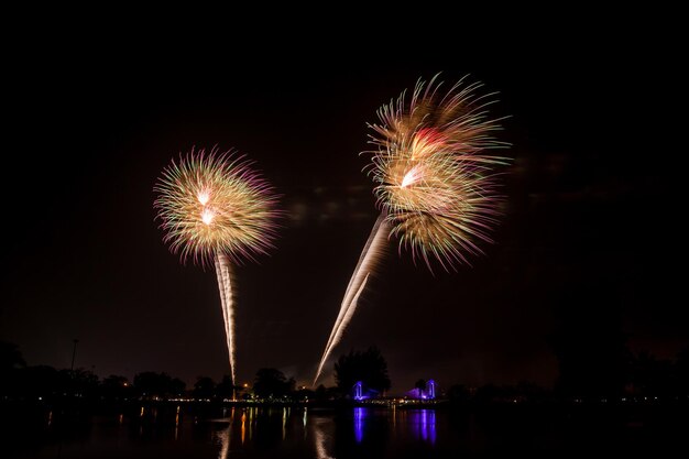 Vuurwerk in de donkere lucht tijdens het nachtfestival