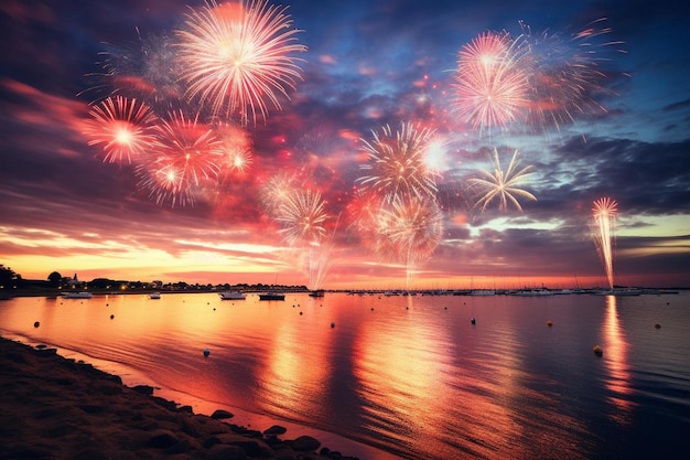 Vuurwerk in de lucht behang