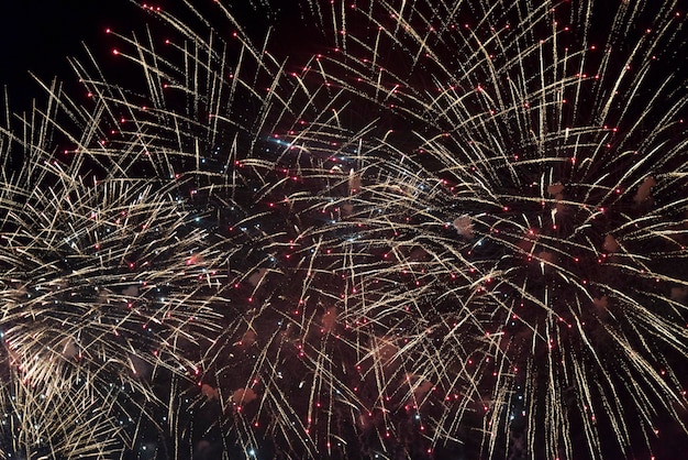 Foto vuurwerk in de nachtelijke hemel op vakantie