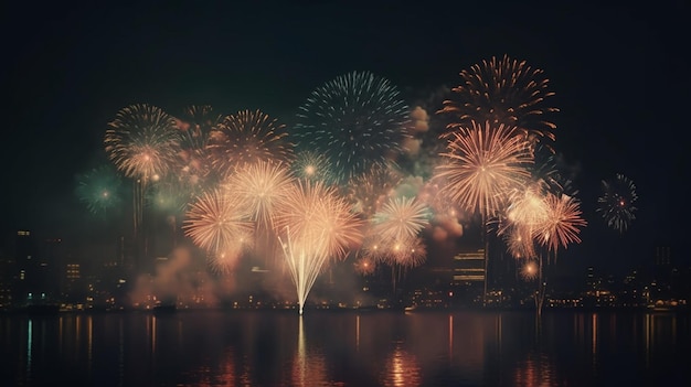 Vuurwerk in de stad Generatieve Ai