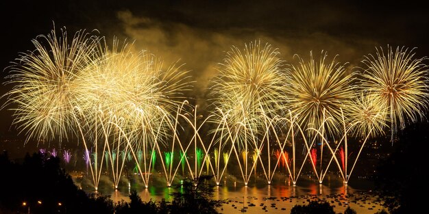 Foto vuurwerk's nachts.