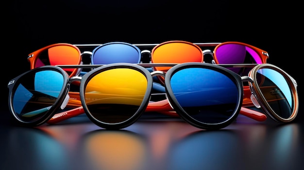 Photo vva photo of a selection of stylish and modern sunglasses