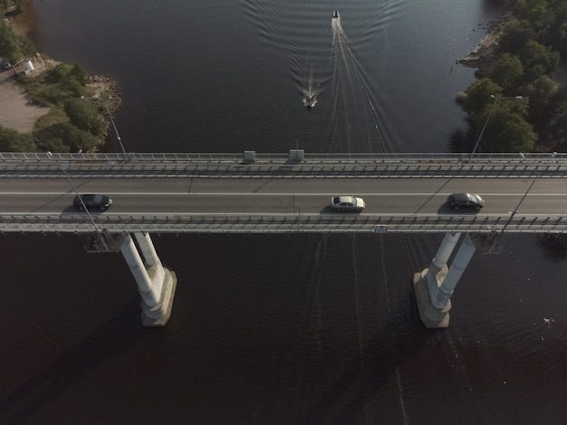 Vyborg Russia August 11 2022 Automobile bridge across the Saimaa Canal