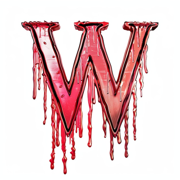 W alphabet horror scary in red