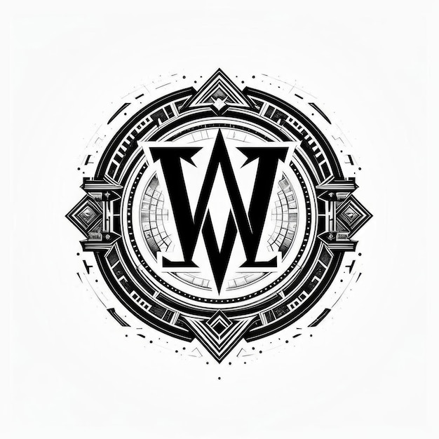 W Letter Logo met kompas embleem ontwerpconcept