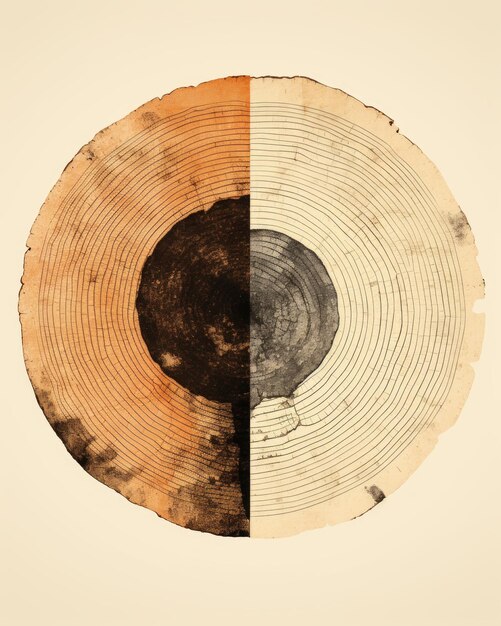 wabi sabi tree rings graphical illustration with