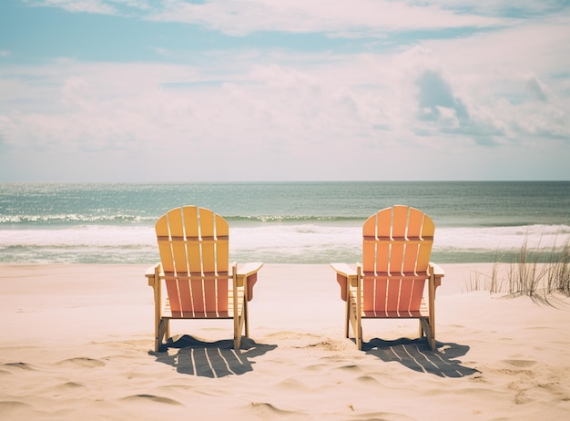 Foto wachten op toeristen lege ligstoelen staan onder een luifel op het strand hoogwaardige foto