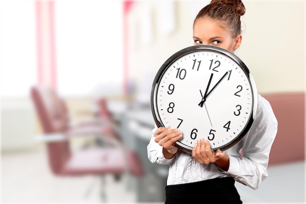 Wachtklok vrouwen tijd zakelijke deadline één persoon