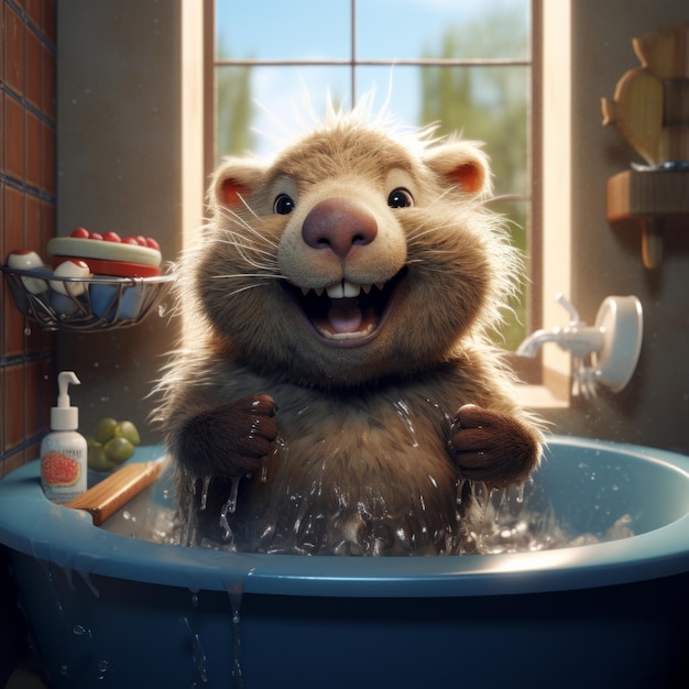 Photo wacky wombat the adventures of a selfcleaning cartoon character in 3d