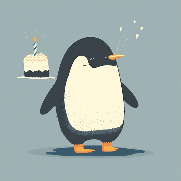 Photo waddle and wonder a playful penguin in a vector illustration