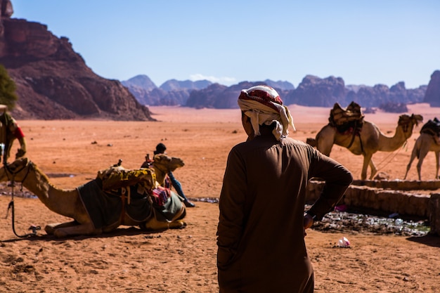 Foto wadi rum-woestijn in jordanië