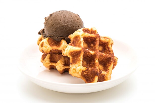 wafel met chocolade-ijs