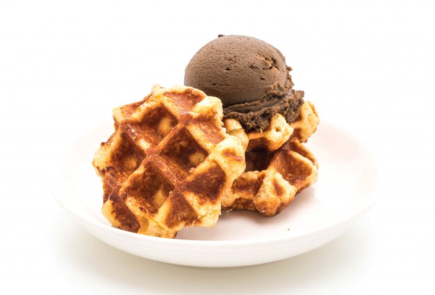 wafel met chocolade-ijs