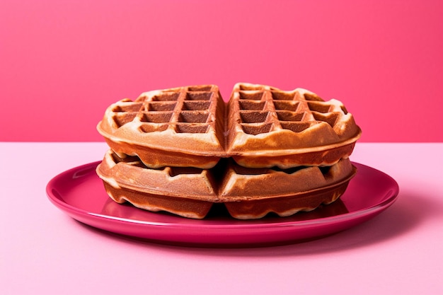 Wafel op bord op roze achtergrond