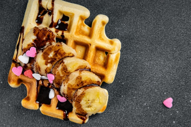 wafels Belgische of Amerikaanse wafels ontbijt of zoet dessert maaltijd snack op tafel