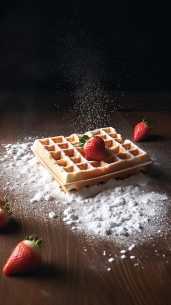 Wafels met aardbeien Illustratie AI GenerativexA