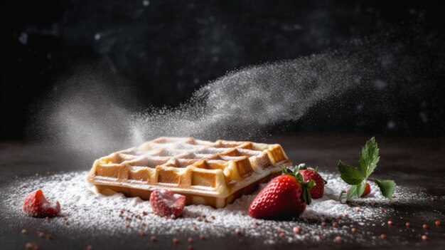 Wafels met aardbeien Illustratie AI GenerativexA