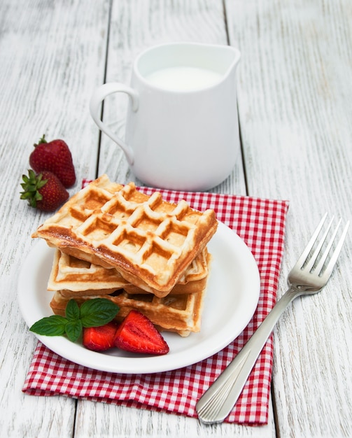 Wafels met aardbeien