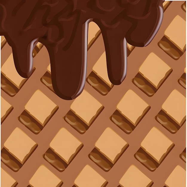 Вафли и течет шоколадный векторный фон Сладкая текстура Мягкая глазурь 1