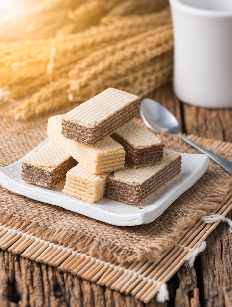 wafer met chocolade en melkroom