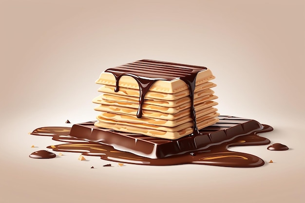 Wafer realistische compositie met afbeelding van wafels bedekt met chocoladeglazuur op lege achtergrond vectorillustratie