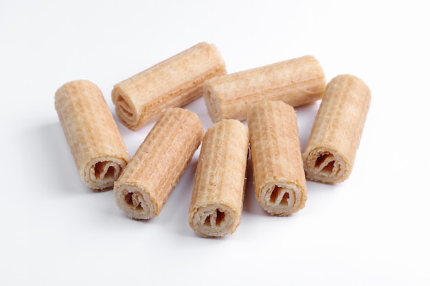 Wafer rolls on white