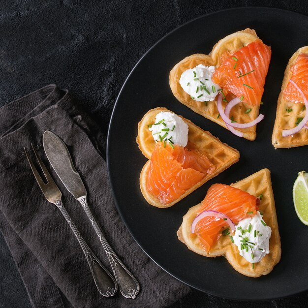 Wafer with salted salmon