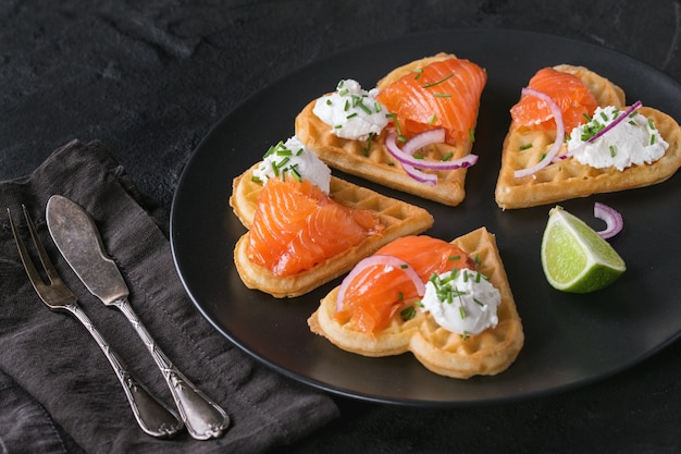 Wafer with salted salmon