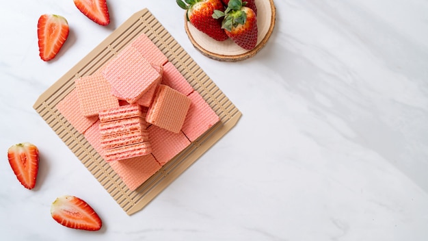 wafer with strawberry cream