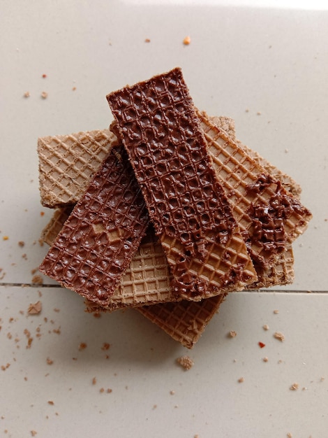 Foto cioccolato di waffle