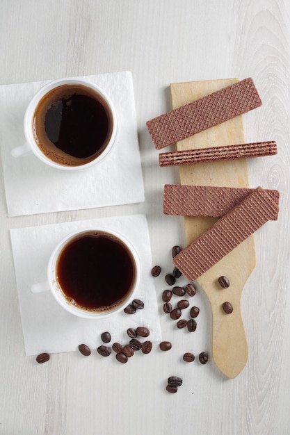 Wafers and coffee cup