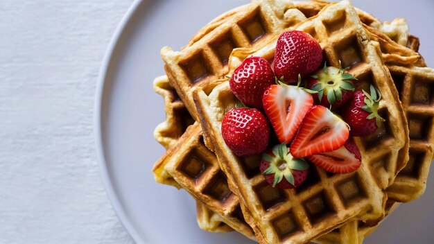 Waffels met aardbeien