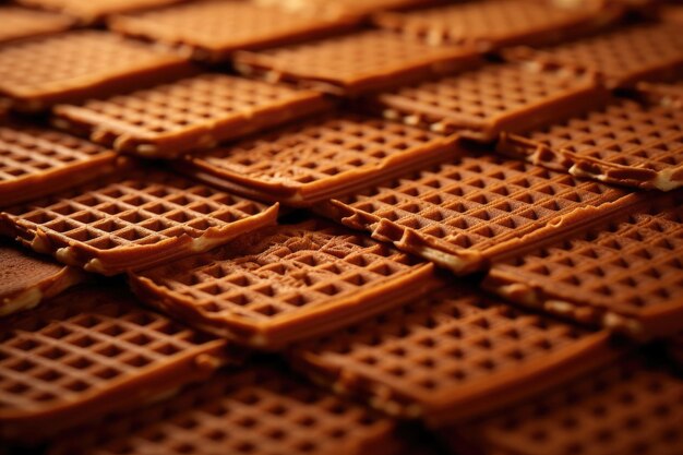 Waffle background close up