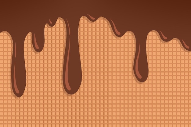 Waffle Background with Chocolate Illustration