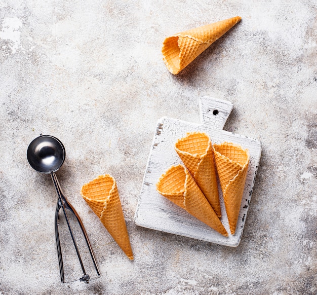 Waffle cones for ice cream