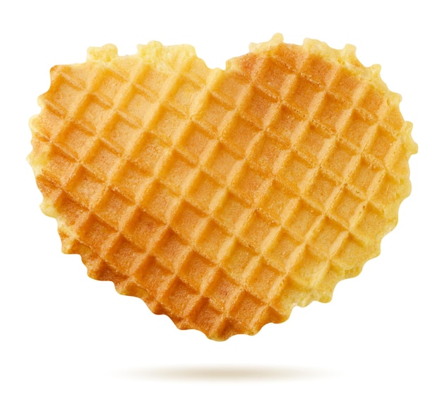 Waffle heart closeup on a white background Isolated